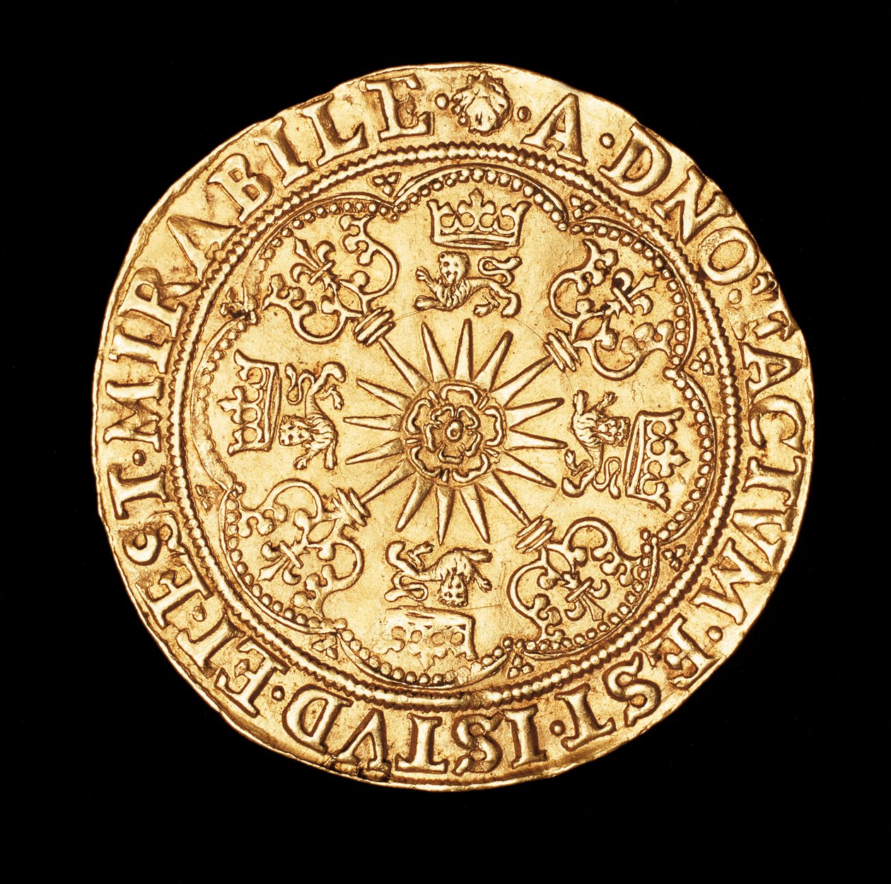 Seltene Münze, England Gold Spur Ryal, Tudor-Rose auf Spornrad von Unbekannter Künstler