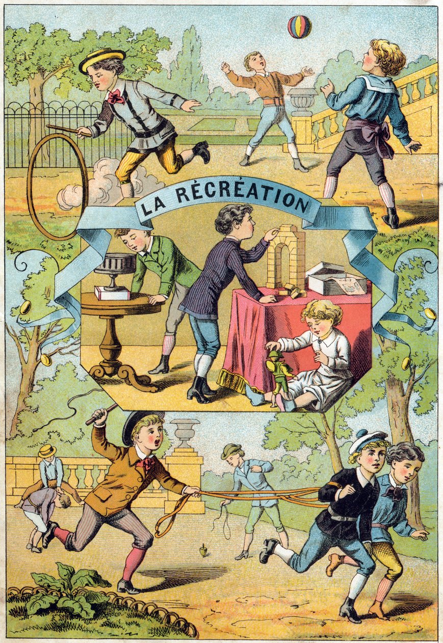 Freizeit im Schulhof (Illustration aus „Alphabet des petits ecoliers“) von Unbekannt