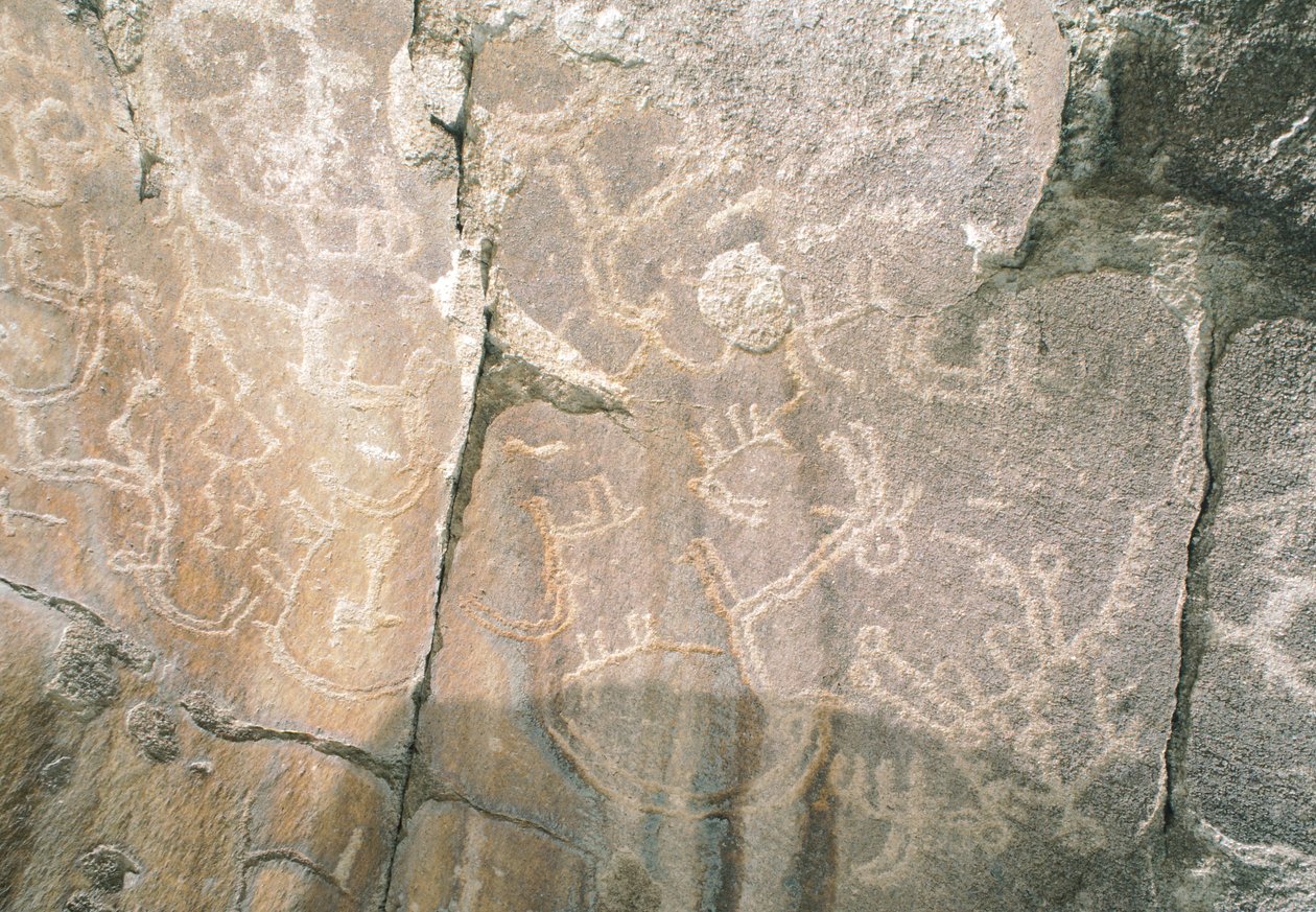 Felszeichnungen im Hunza-Tal, nahe dem archäologischen Gebiet Karimabad, Pakistan von Benjamin Baud