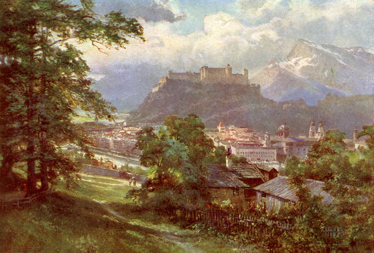Salzburg - Blick vom Kapuzinerberg, Österreich von Unbekannter Künstler