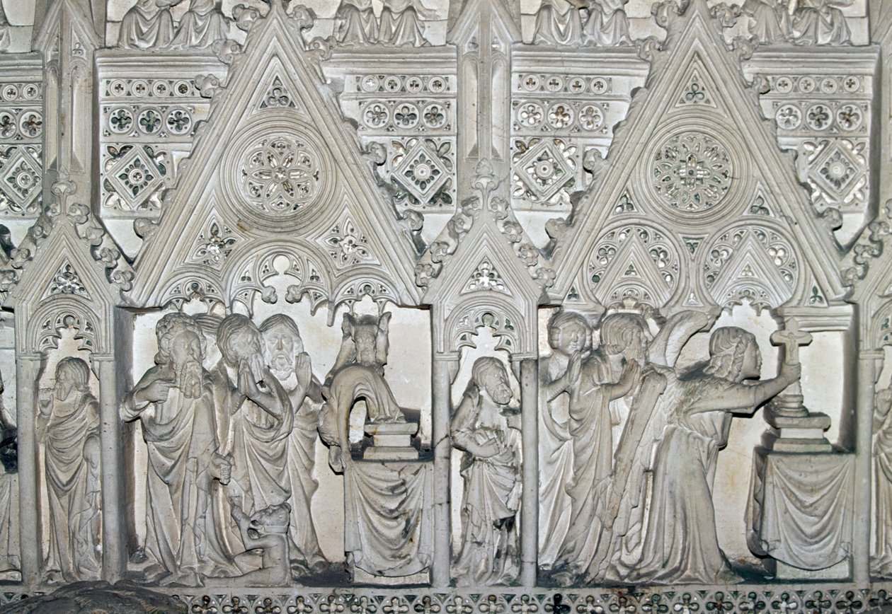 Sarkophag von Pedro I (1320-1367) mit Szenen aus dem Leben des Hl. Bartholomäus, Kirche des Klosters Alcobaca (UNESCO-Welterbeliste) von Benjamin Baud
