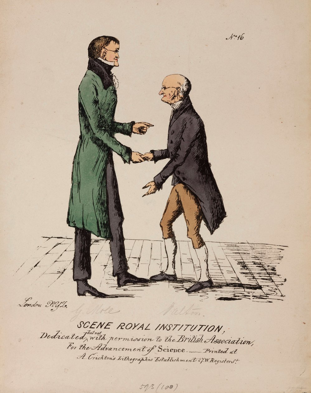 Szene Royal Institution: Gerrit Moll und John Dalton, um 1831-1840 von Unbekannt