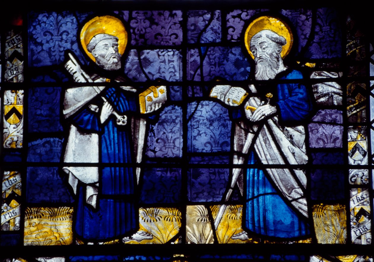 St. Peter und St. Paul, Glasfenster aus der Prioratskirche, Le Bourget du Lac, Savoyen, Frankreich von Benjamin Baud