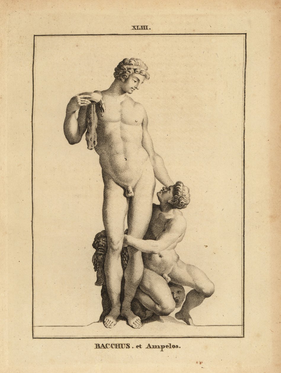Statue des Bacchus, römischer Weingott, und seines Liebhabers, des Satyrjungen Ampelus von Unbekannt