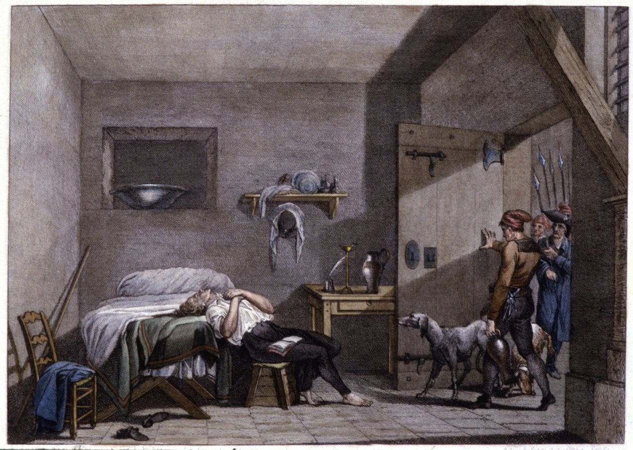 Selbstmord von Condorcet, spätes 18. Jahrhundert (Gravur) von Unbekannter Künstler