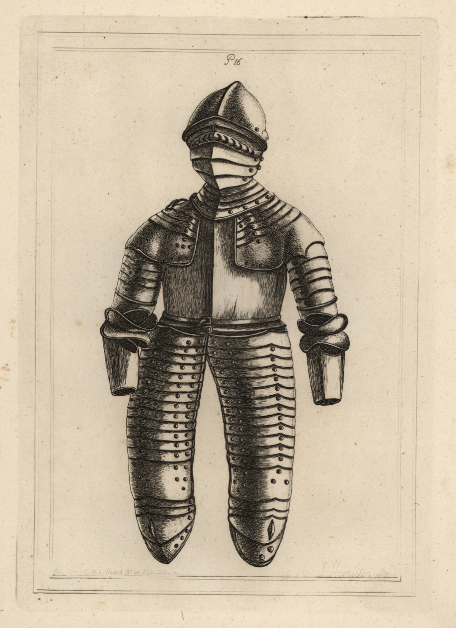 Rüstung eines Reiters aus der Zeit von König Heinrich VIII. oder Elisabeth I. aus dem Tower of London von Unbekannt