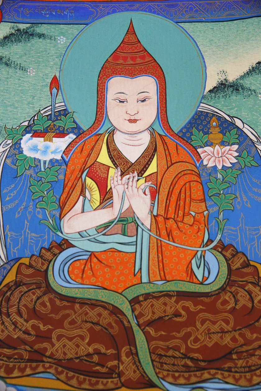 Tempel der Tausend Buddhas Dashang Kagyu Ling Kongregation. Jamgon Kongtrul Lodroe Thaye Mönch beim Beten, La Boulaye, Frankreich von Unbekannt