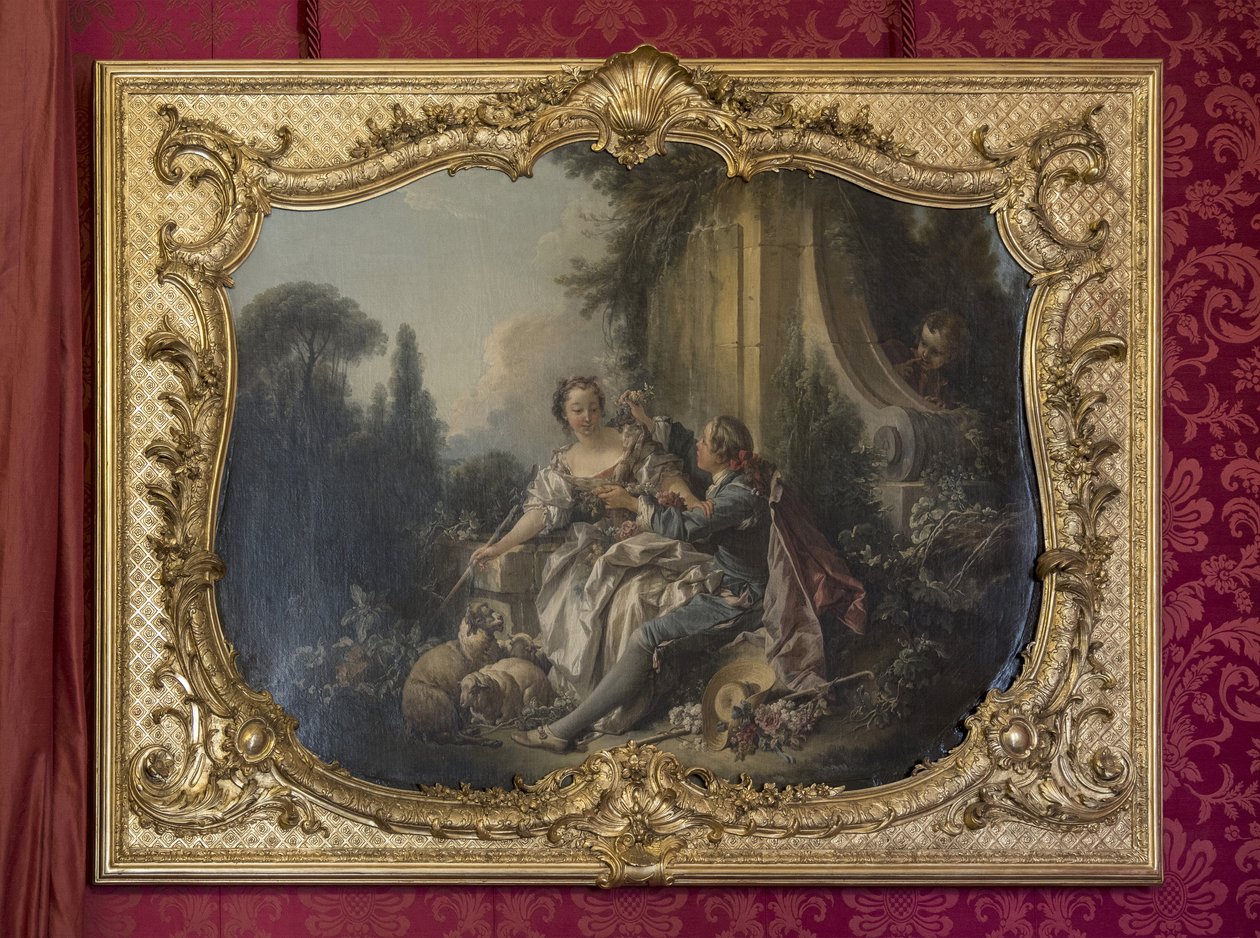 Der galante Pastor oder der Kranz. Gemälde von François Boucher (1703-1770). Parade der Prinzessin oder Paradezimmer. Hôtel de Soubise, Paris von Unbekannt