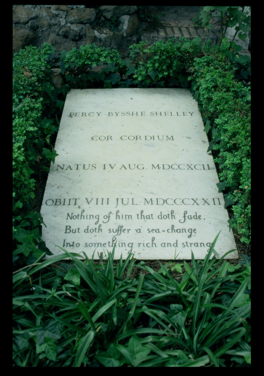 Das Grab von Percy Bysshe Shelley (1792-1822) (s/w Foto) von Unbekannt