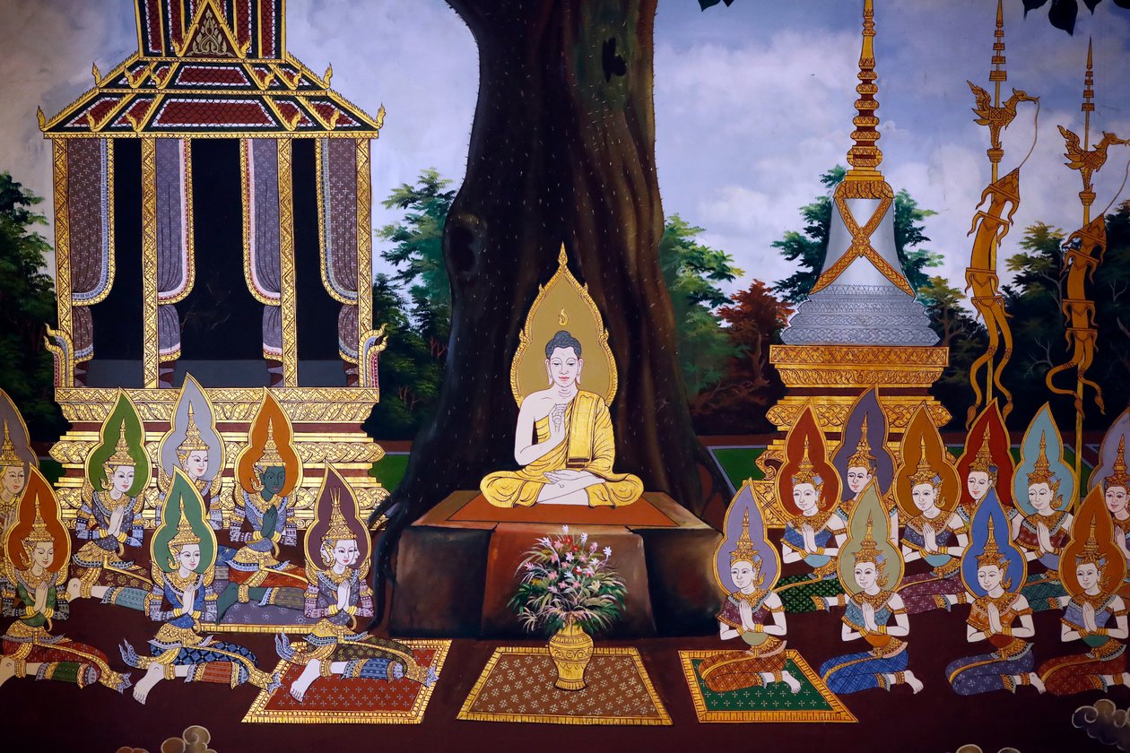 Das Leben des Buddha, Wandfresko, Wat Botum Tempel, Phnom Penh, 2022 (Foto) von Unbekannter Künstler