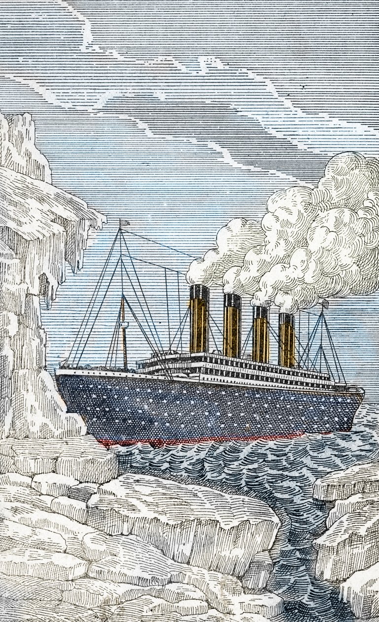 Die Titanic stößt am 14. April auf einen Eisberg von Unbekannter Künstler