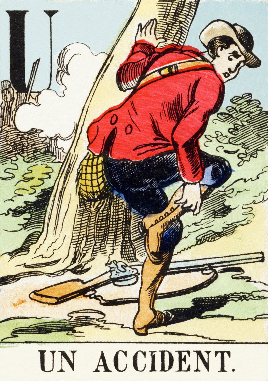 U: Ein Unfall - Das Jagd-Alphabet, ca. 1890 von Unbekannt
