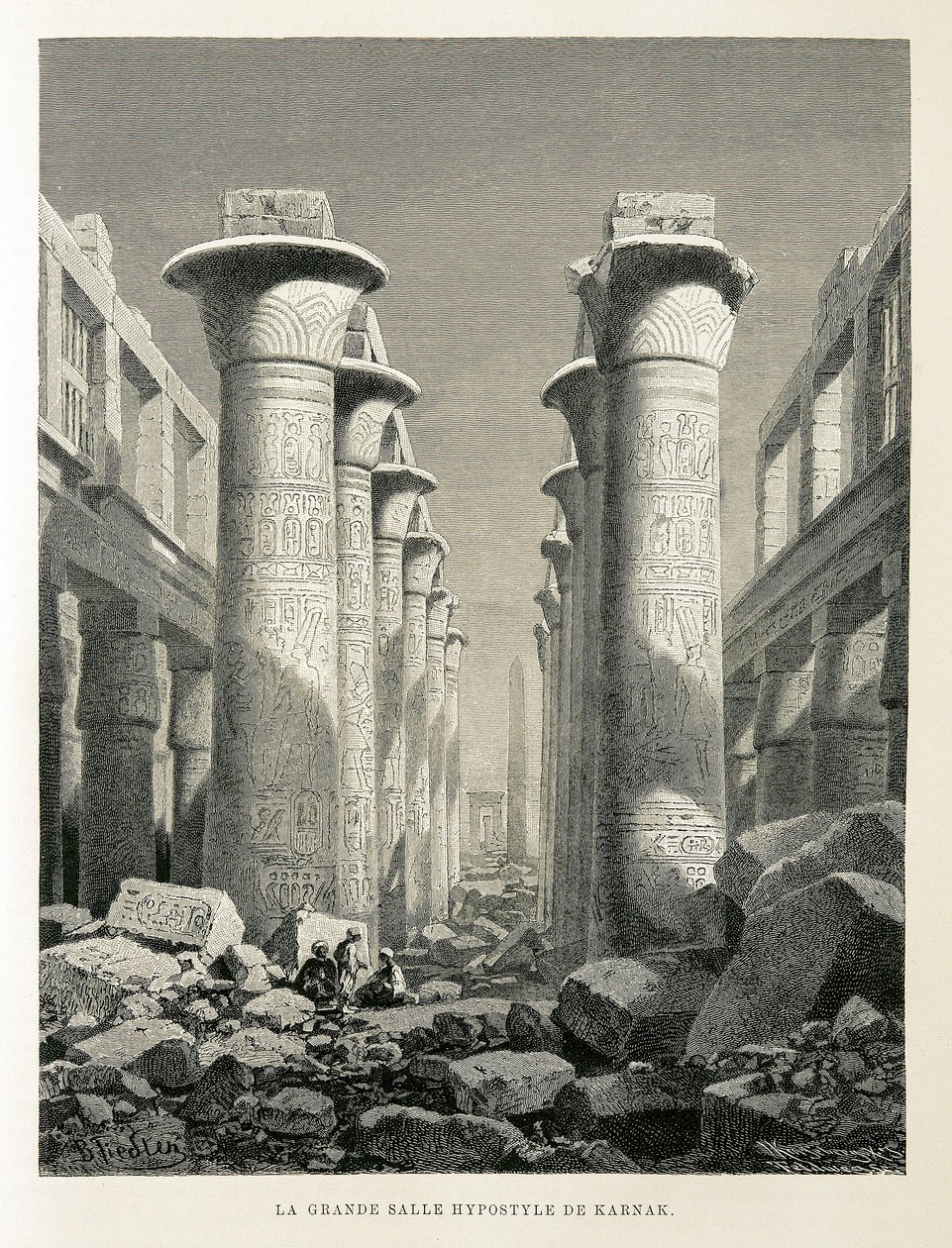 Ansicht der Großen Hypostylhalle in Karnak, Ägypten - Illustration aus dem Atlas von Ägypten von Unbekannter Künstler