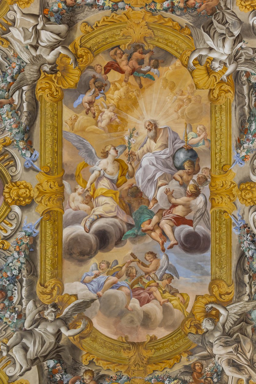 Ansicht der Decke, Kirche von Nunziatina, Todi, Umbrien, Italien von Unbekannter Künstler