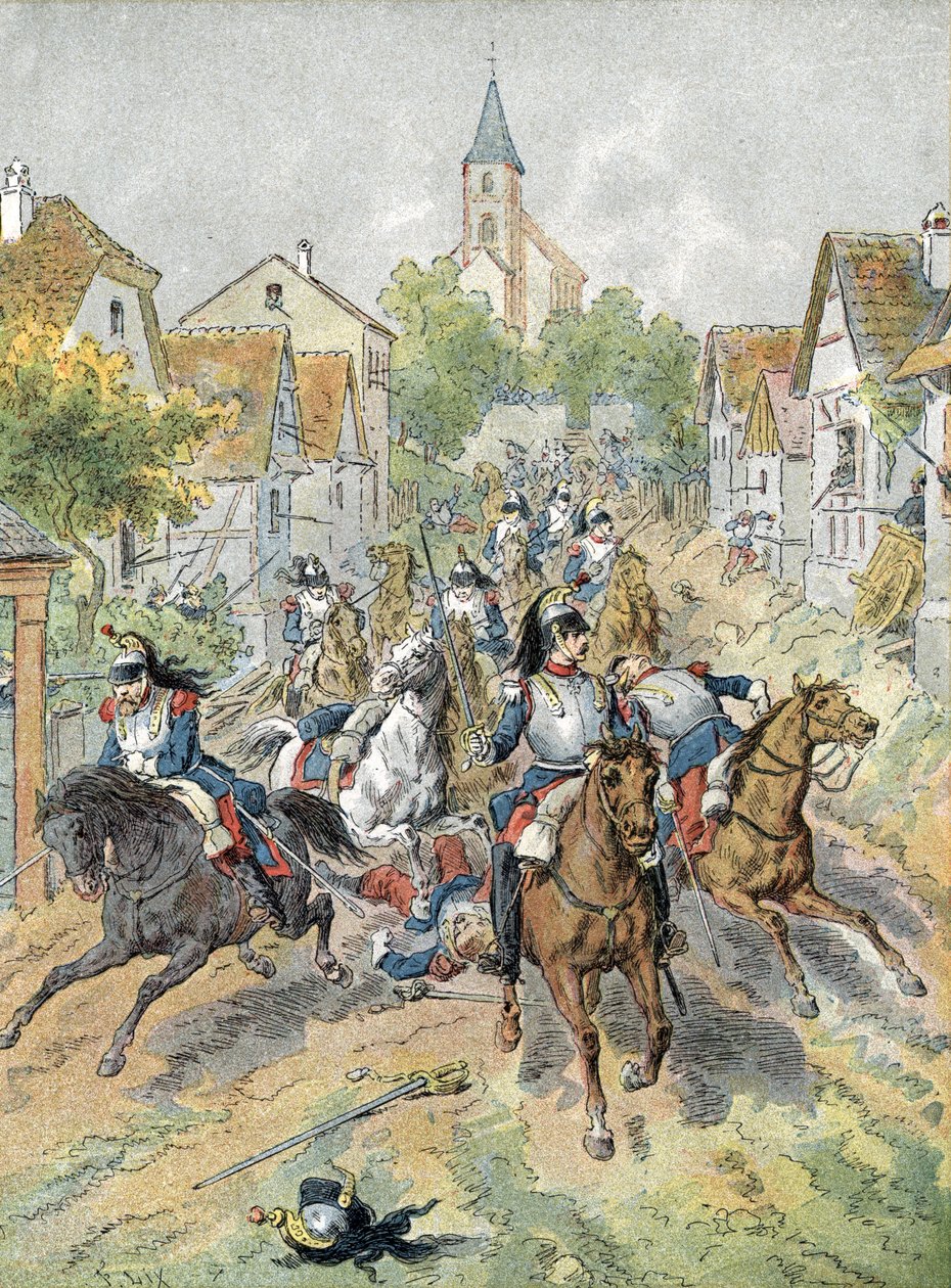 Krieg von 1870: Angriff der Kürassiere während der Schlacht von Froeschwiller-Woerth (1870) von Unbekannter Künstler