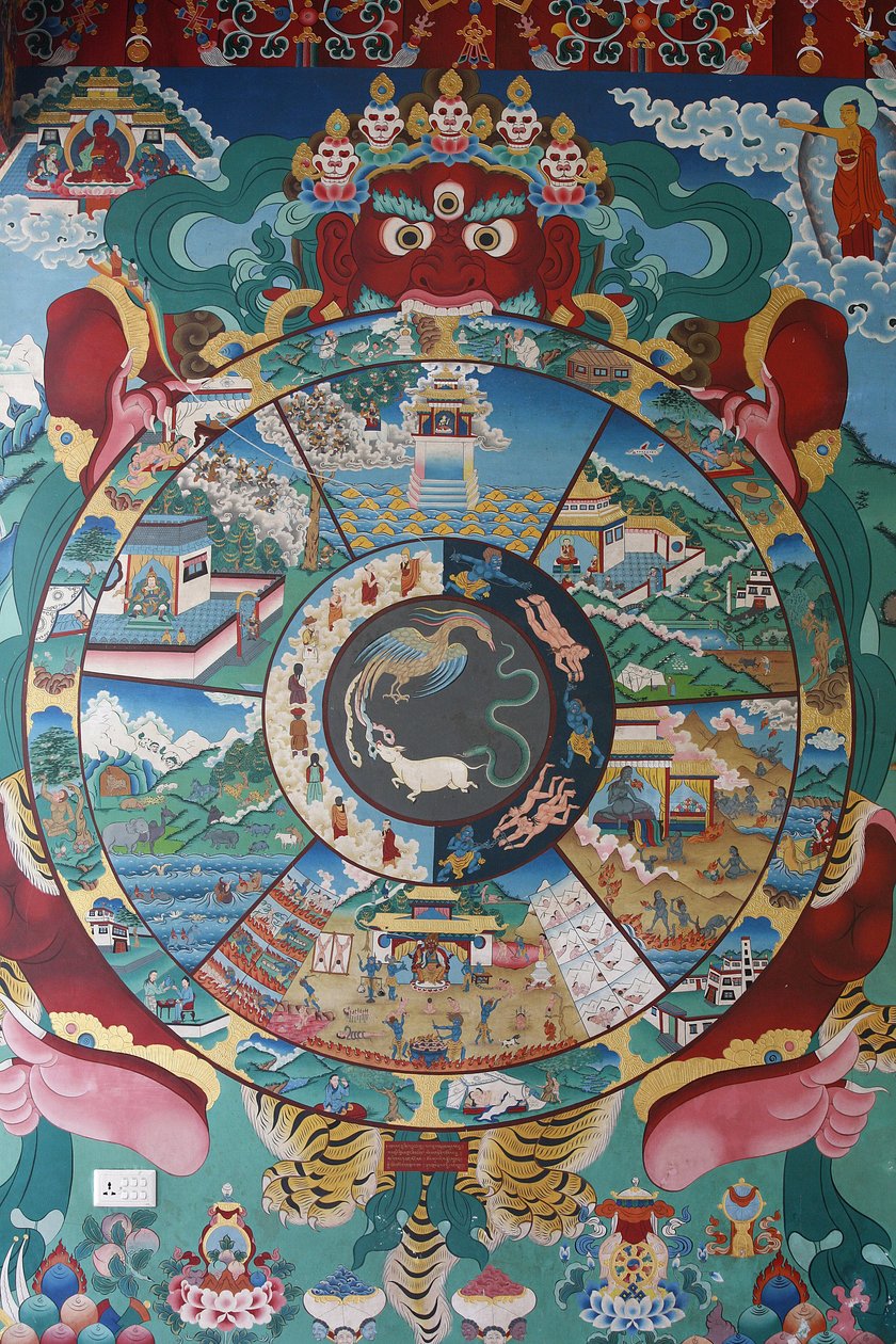 Rad des Lebens oder Rad des Samsara (Mandala). Kopan-Kloster, Kathmandu, Nepal von Unbekannt