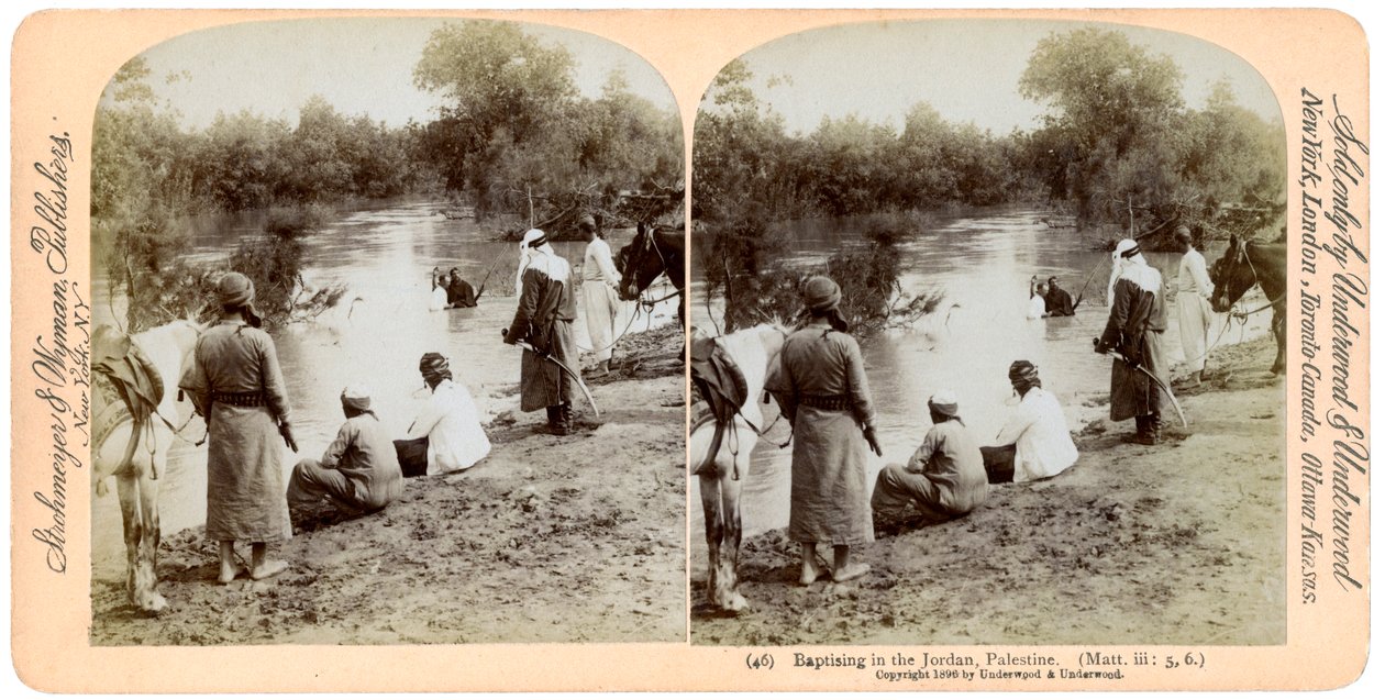 Taufe im Jordan, Palästina, 1896 von Underwood and Underwood