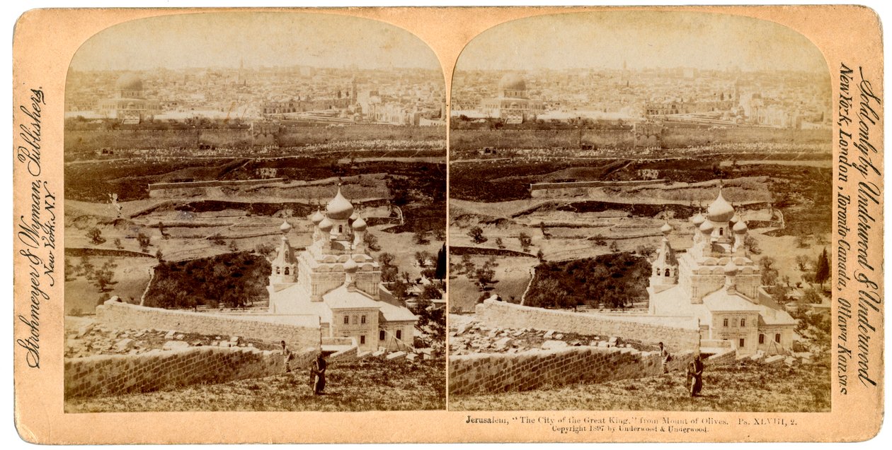 Jerusalem, gesehen vom Ölberg, Palästina von Underwood and Underwood