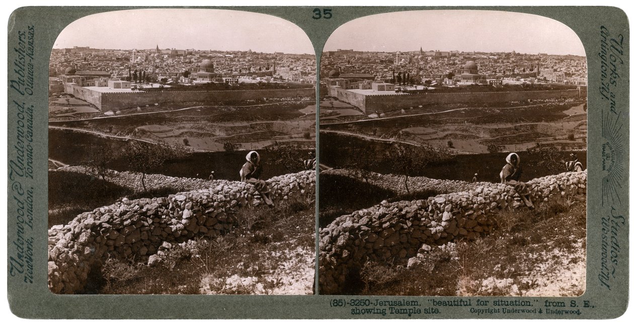 Jerusalem, vom Südosten gesehen, zeigt den Tempelplatz, Palästina, 1900er Jahre von Underwood and Underwood