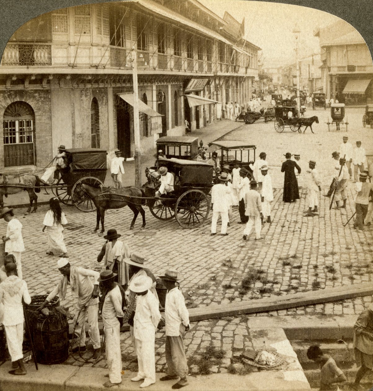 Rosario Road und Binondo Kirche, Manila, Philippinen von Underwood and Underwood
