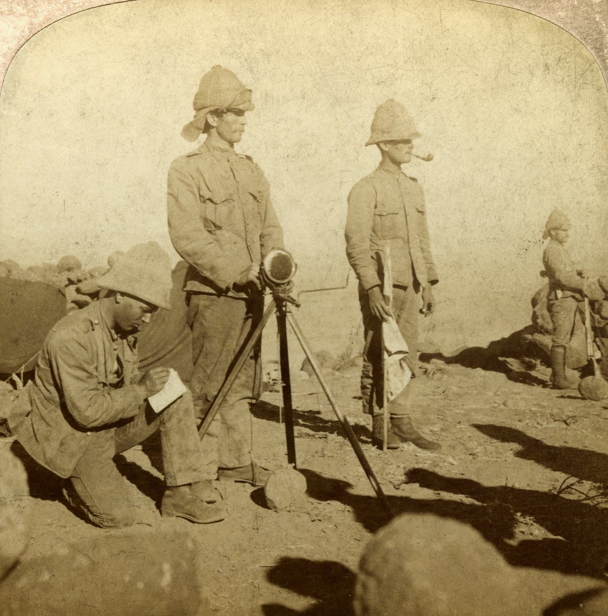 Signalgeber des Yorkshire-Regiments, New Zealand Hill, Südafrika, Burenkrieg, 1900 von Underwood and Underwood
