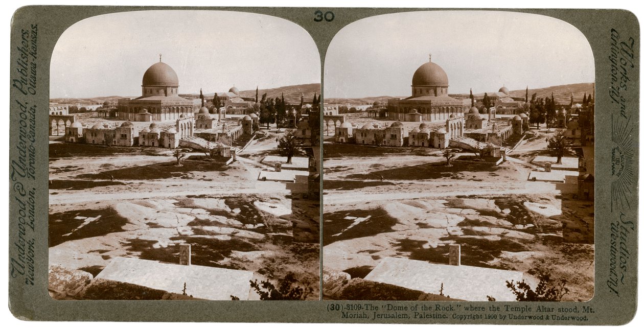 Die Kuppel des Felsens, wo der Tempelaltar stand, Berg Moriah, Jerusalem, Palästina, 1900 von Underwood and Underwood