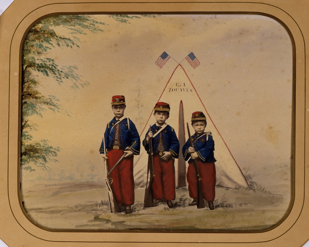 Drei Jungen im Zouave-Kostüm von Unidentified