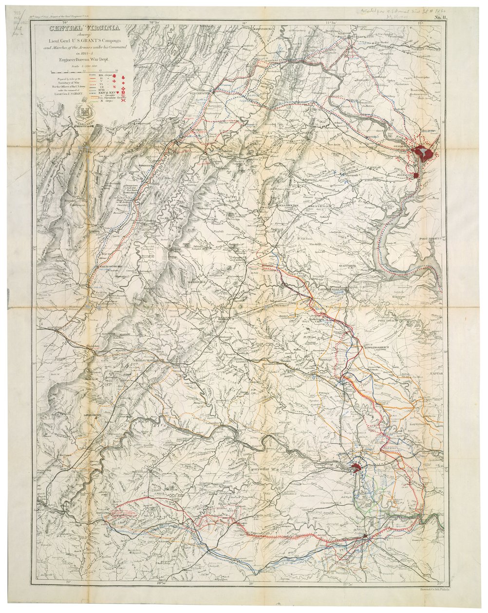 Zentral-Virginia: zeigt die Kampagne und Märsche von Generalleutnant U.S. Grant und den Armeen unter seinem Kommando in den Jahren 1864-5 von United States. War Dept. Engineer Bureau Bowen and Co.
