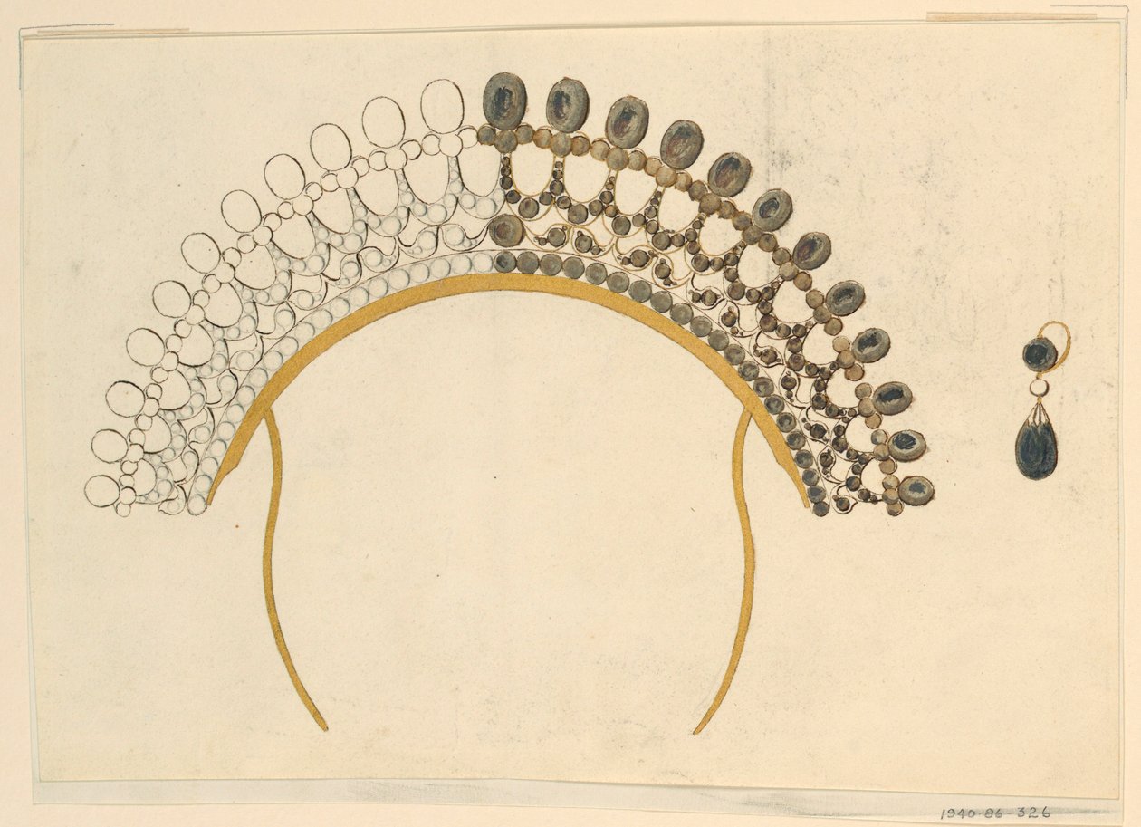 Zeichnung, Entwurf für einen Kamm und Ohrring, ca. 1815 von Unknown