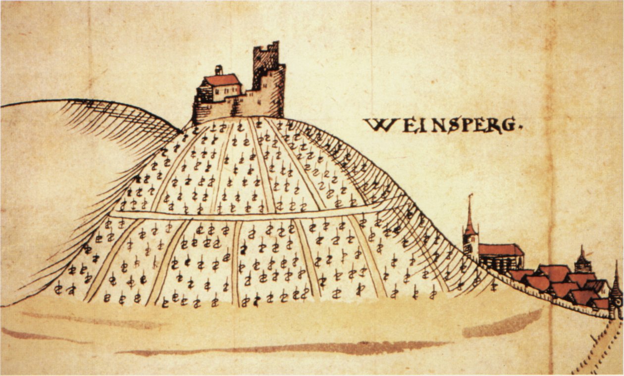 Weinsberg im Jahr 1597. Teil einer Karte des Gebiets von Heilbronn von Unknown