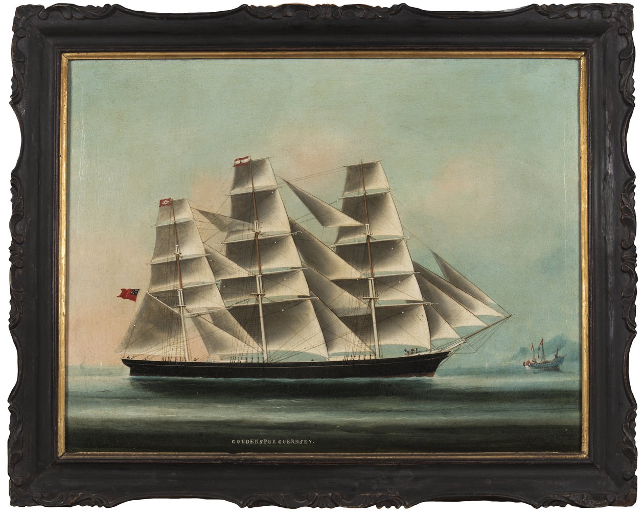 Golden Spur Guernsey: der China-Handelsklipper unter chinesischer Flagge zum Schutz, ca. 1872 von Unbekannt Unbekannt
