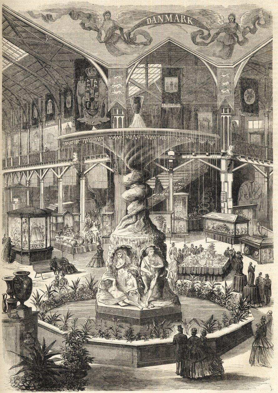 1866 Stockholm Expo - Kunst- und Industrieausstellung - Stockholmsutställningen 1866 - Stockholm - Große Ausstellung der Schönen Künste und Industrie - Die Große Nef - Fontaine Molin - von Unknown artist