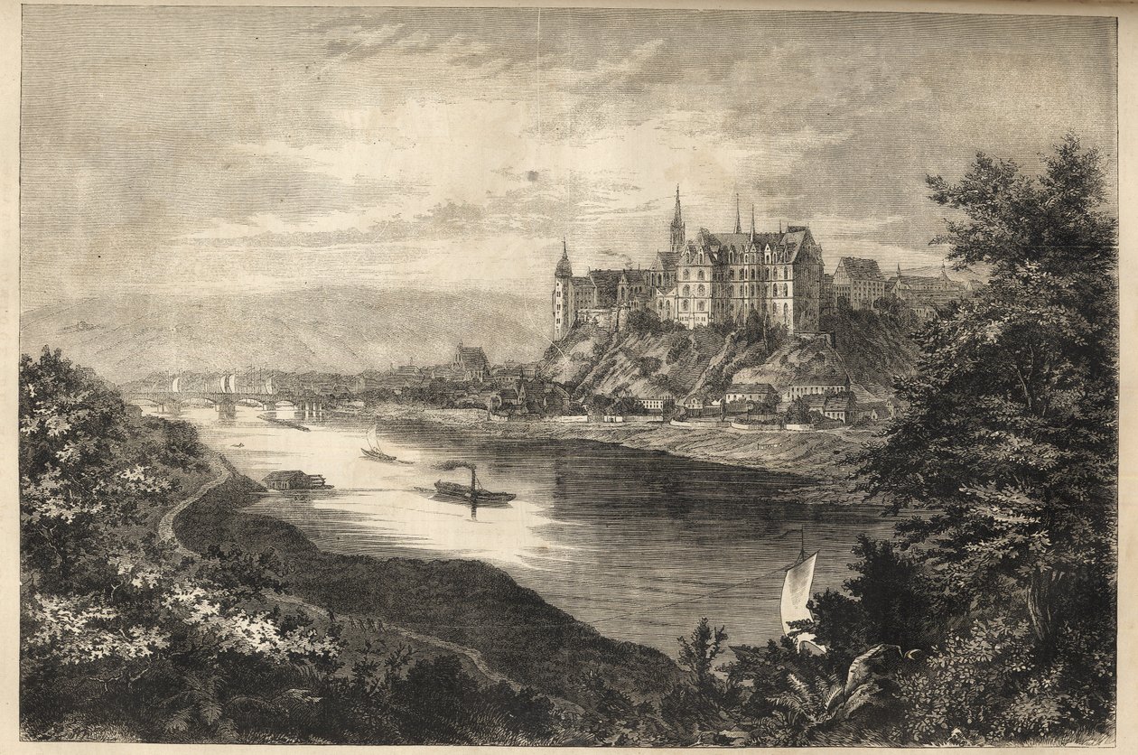 Schloss Albrechtsburg - Sachsen - Deutschland - Das Schloss Albrechtsburg im Land Sachsen in Deutschland - Gravur - 1866 von Unknown artist