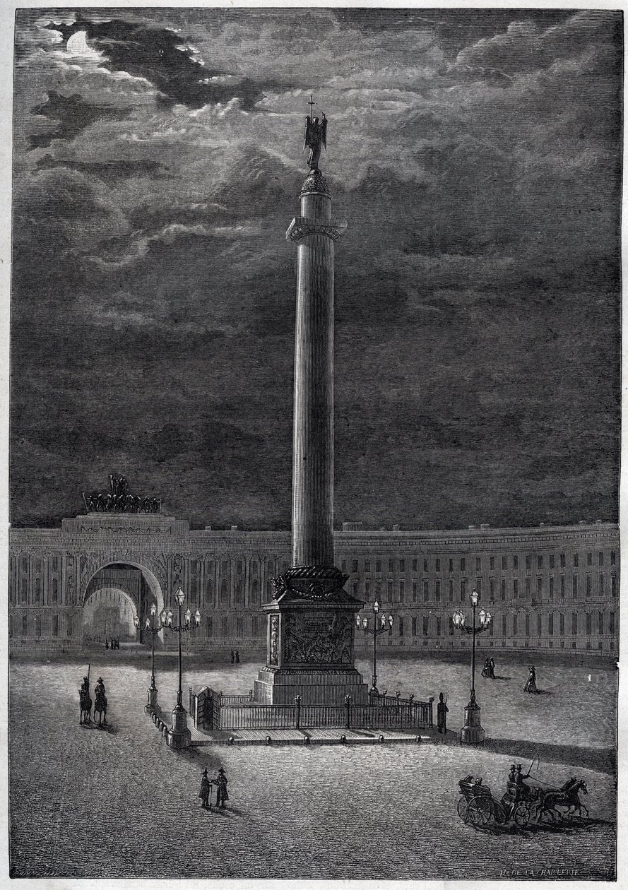 Alexander-Säule in St. Petersburg, Russland - Die Alexander-Säule in Sankt Petersburg - Gravur von 1870 von Unknown artist