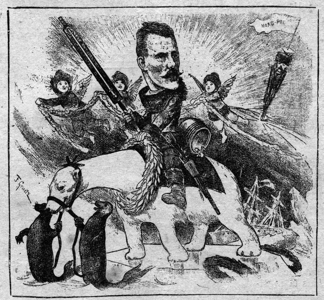 Allegorie auf die Rückkehr von Fridtjof Nansen (1861-1930) vom Nordpol - Gravur von 1897 von Unknown artist