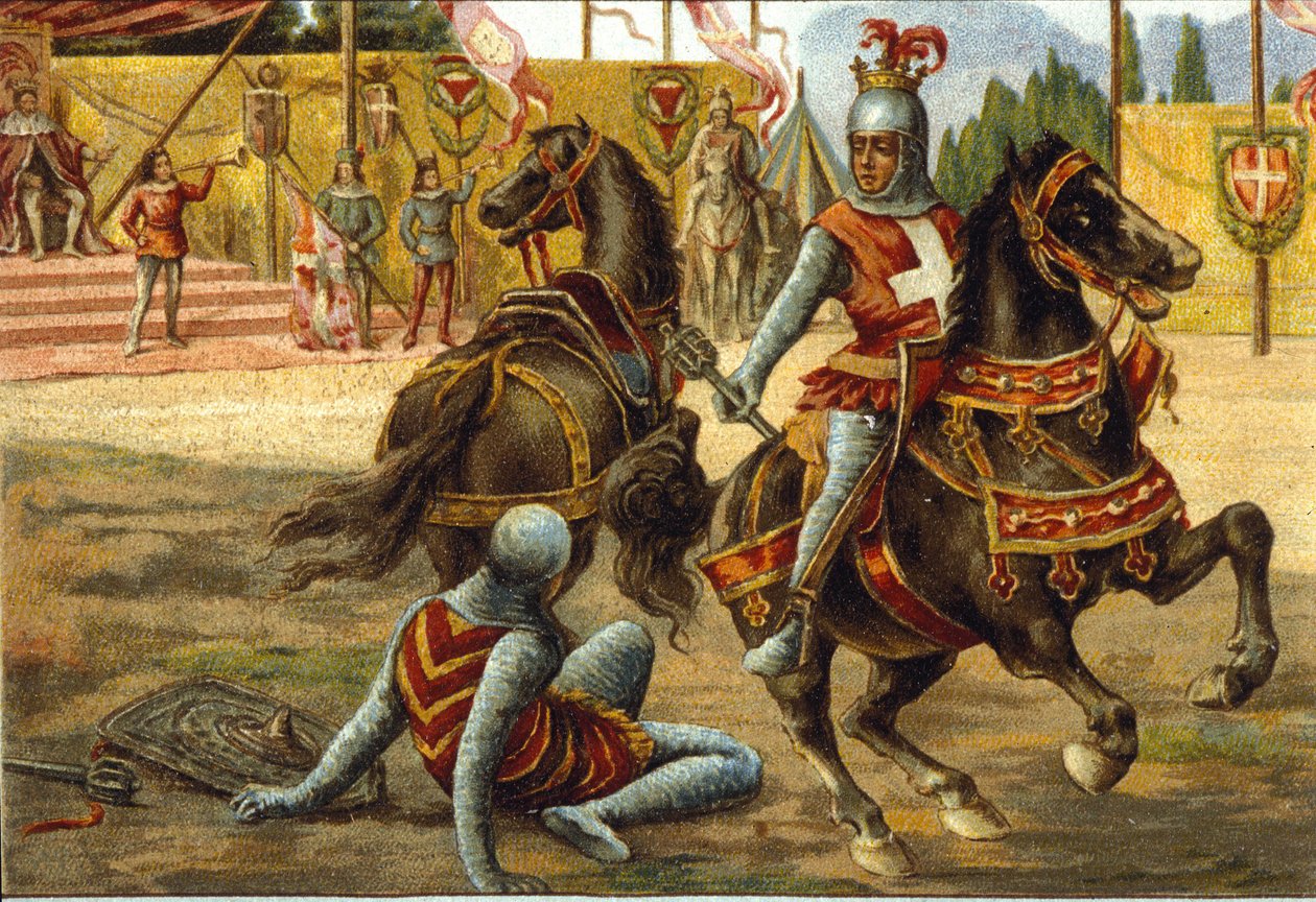 Amadeus VII. von Savoyen (1360-1391) genannt Der Rote Graf während eines Turniers. Amedeo VIII di Savoia (il tale Rosso). von Unknown artist
