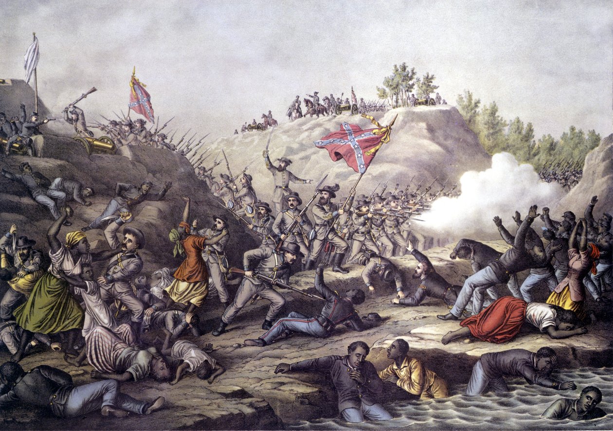 Amerikanischer Bürgerkrieg (1861 - 1865): Schlacht von Fort Pillow, Tennessee, 12. April von Unknown artist