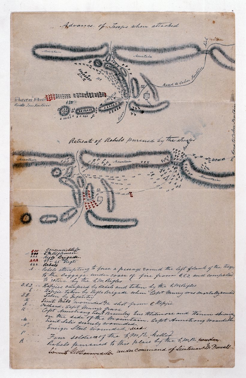 Skizzenkarte der Schlacht von Boomplaats, 29. August 1848 von Unknown artist