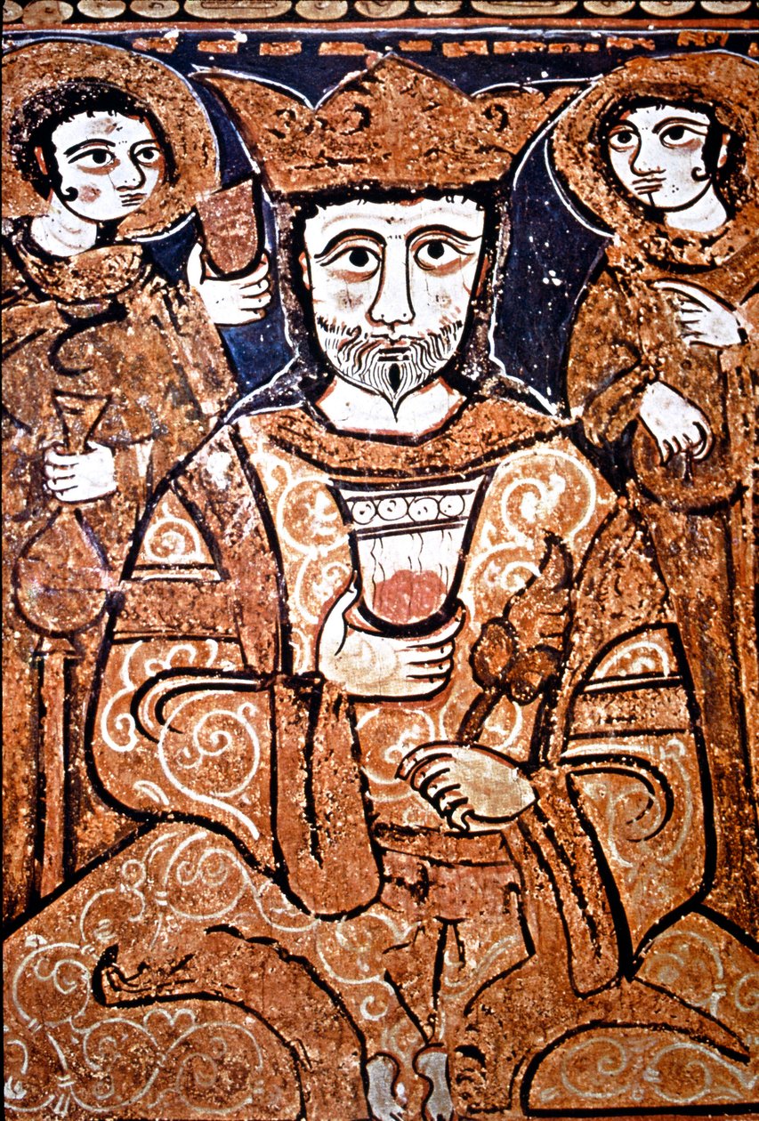 Arabonormannisches Porträt von Roger II. von Sizilien (1095-1154) umgeben von hohen Würdenträgern von Unknown artist