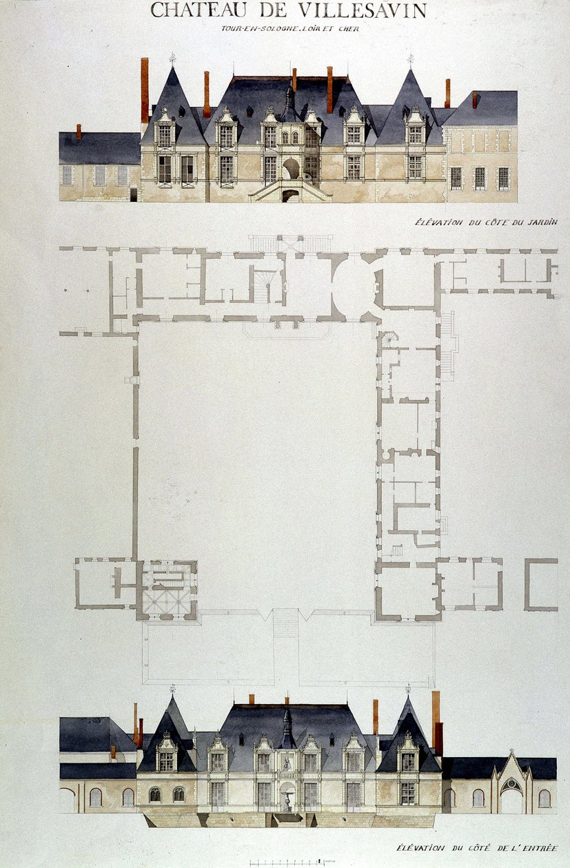 Architektur des Château de Villesavin, Tou en Sologne, Loir et Cher (41) von Unknown artist