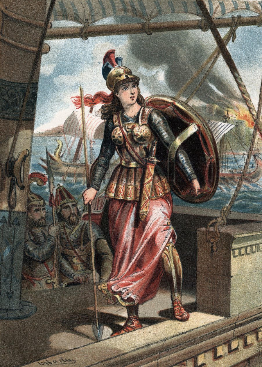 Artemé Iere (V. Jahrhundert v. Chr.) ging in die Schlacht von Salamis (480) an der Seite von Xerxes I. in „El Culto de la Hermosura“ von Juan Justo Huguet, Molinas Hermanos editores von Unknown artist
