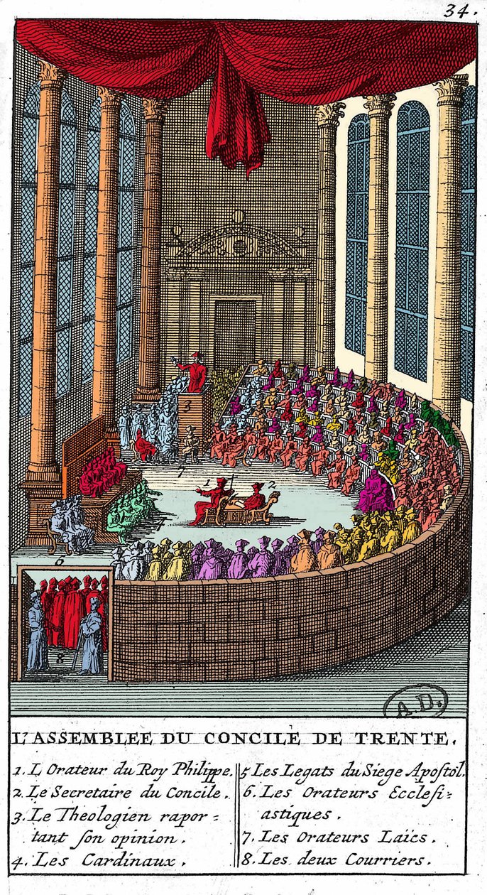 Versammlung des Konzils von Trient (1545 - 1563), Gravur 1706 von Unknown artist