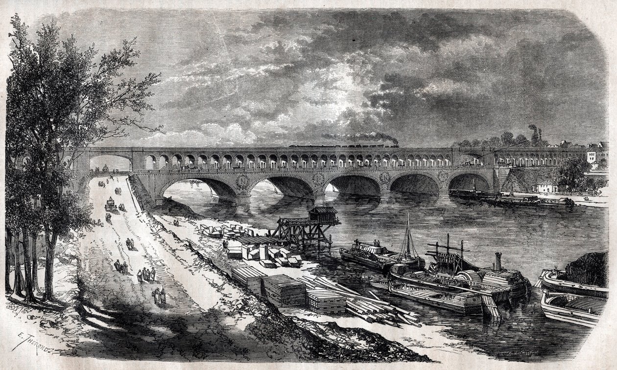 Viadukt von Auteuil (Pont du Jour Brücke) im Jahr 1867 von Unknown artist