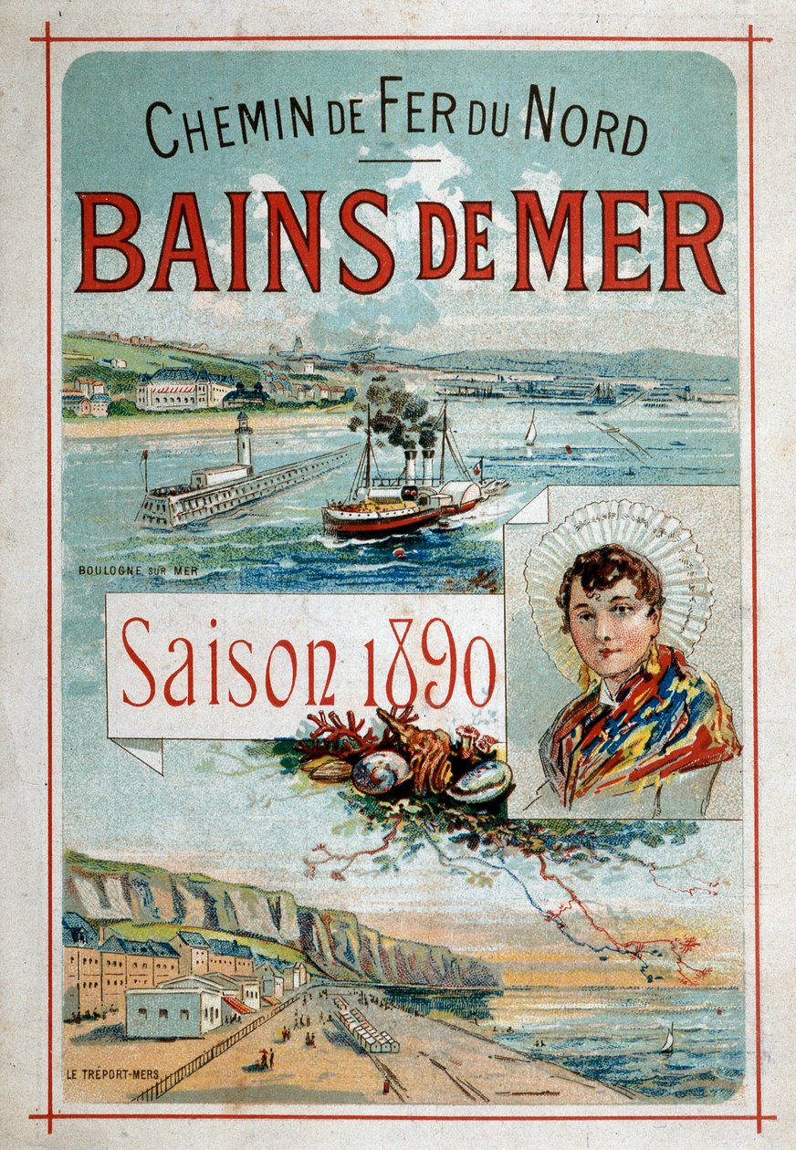 Seebäder: Boulogne-sur-Mer, Le Tréport - Werbeplakat der Nordbahn von Unknown artist