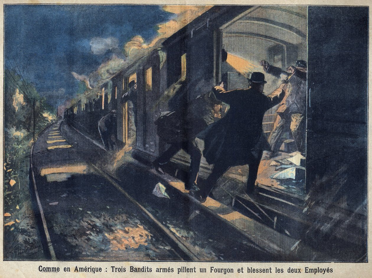 Banditen greifen einen Zug an, Frankreich von Unknown Artist