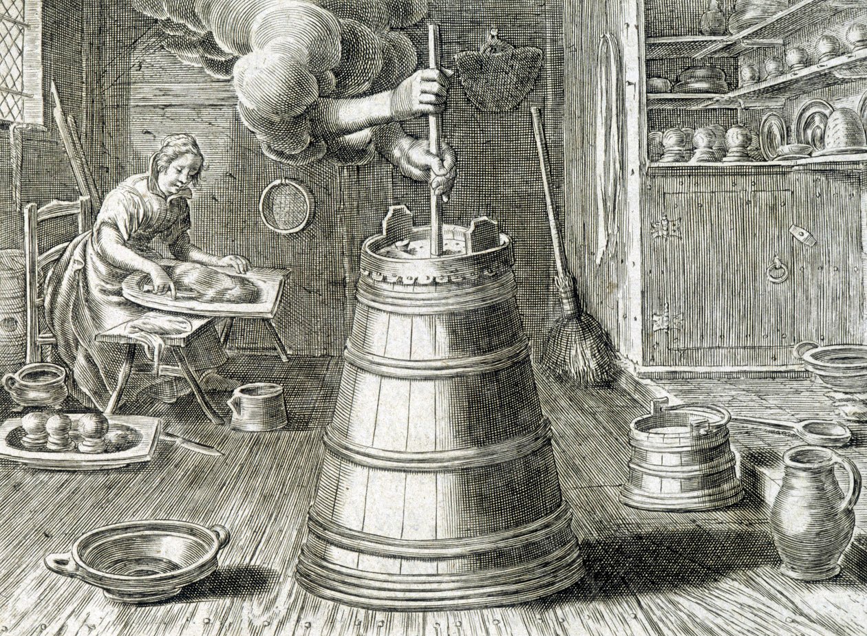 Butter- und Käseherstellung - Gravur von Unknown artist