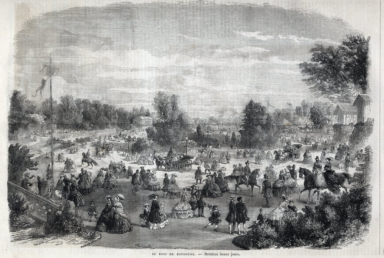 Schöne Tage im Bois de Boulogne in Paris. Gravur in „Das Illustrierte Universum“. von Unknown artist