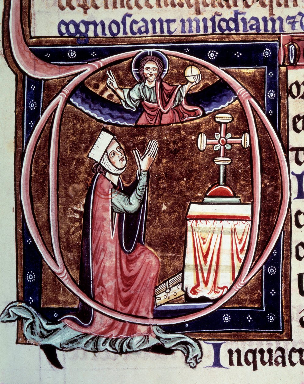 Blanche de Castille, Königin von Frankreich (1188-1252) im Gebet. Miniatur aus einem Manuskript „Leben und Wunder des heiligen Louis“ von Wilhelm von Saint Pathus von Unknown artist