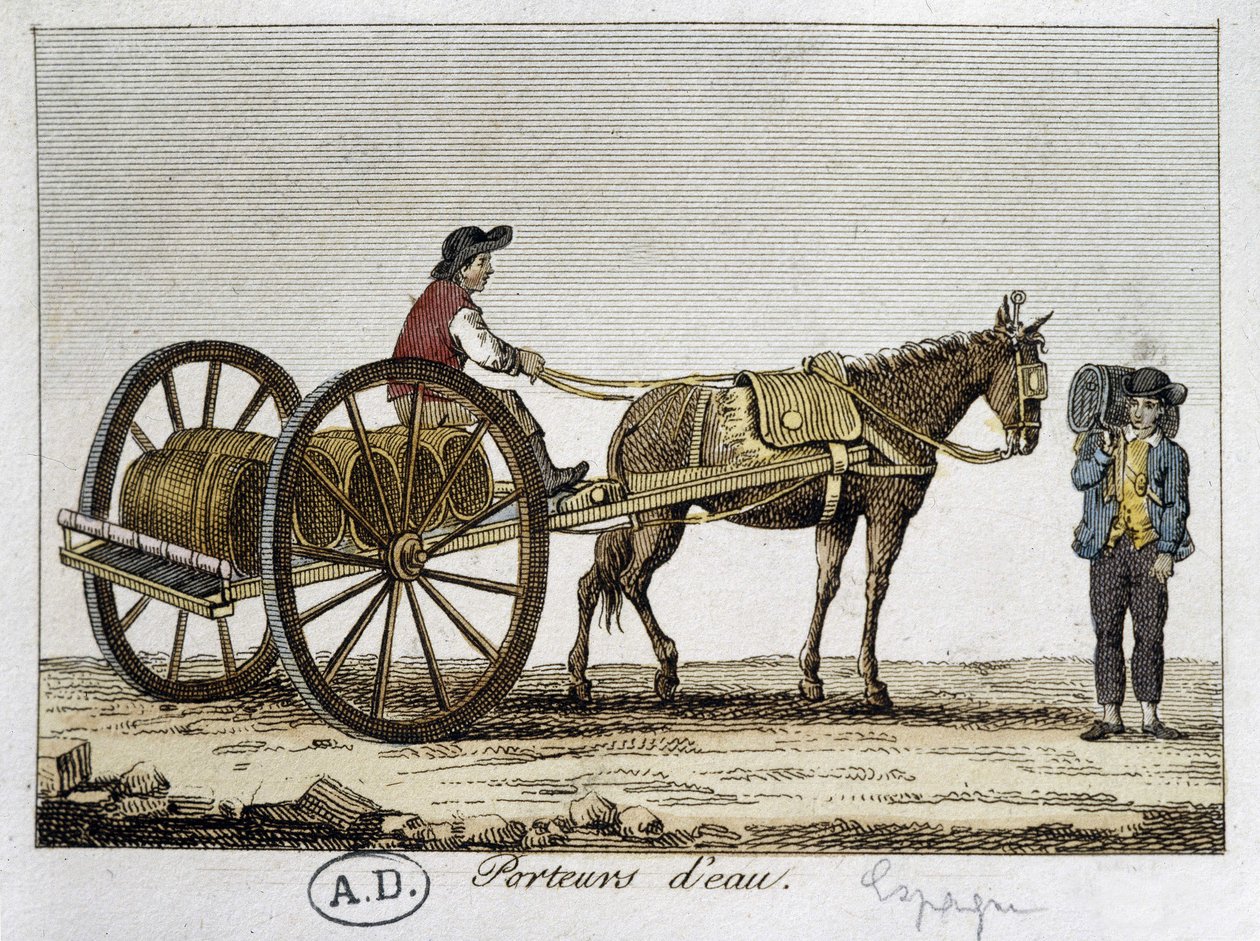 Karren und Wasserträger in Spanien - 19. Jahrhundert von Unknown artist