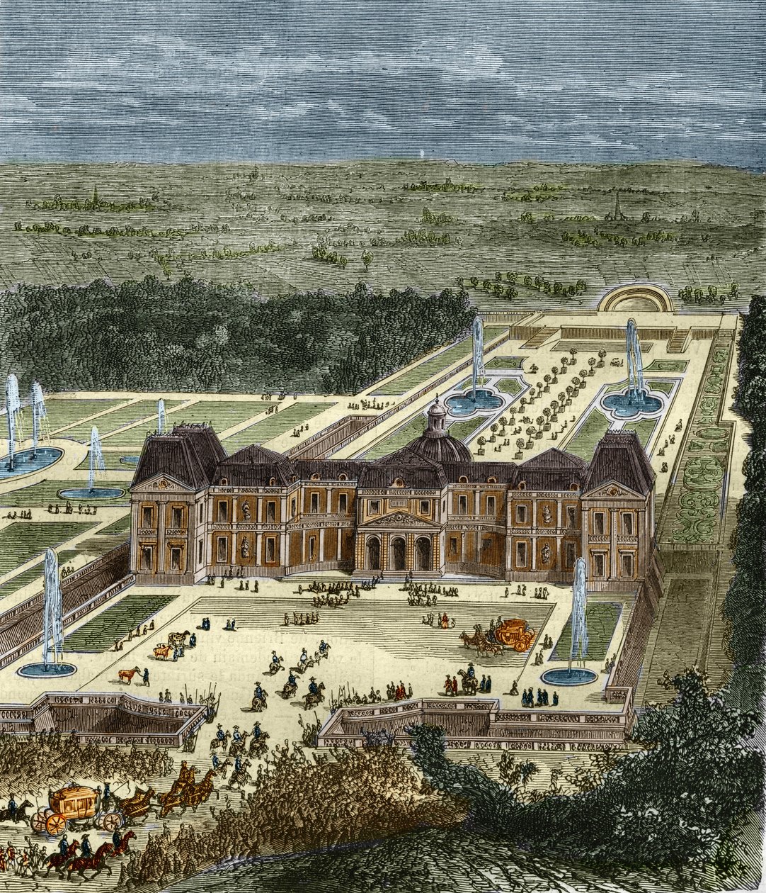 Chateau de Vaux Le Visomte (Vaux-Le-Vicomte) zur Zeit von König Ludwig XIV. (19. Jahrhundert) (Gravur) von Unknown artist